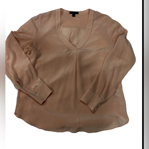 J.CREW Long Sleeve Drapey V-Neck SILK Blouse SZ 4 - Picture 1 of 5